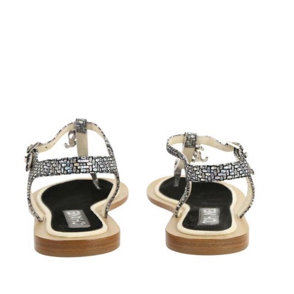 SOLD Chanel Velvet T-Strap Thong Sandals Eu38 - Picture 2 of 8